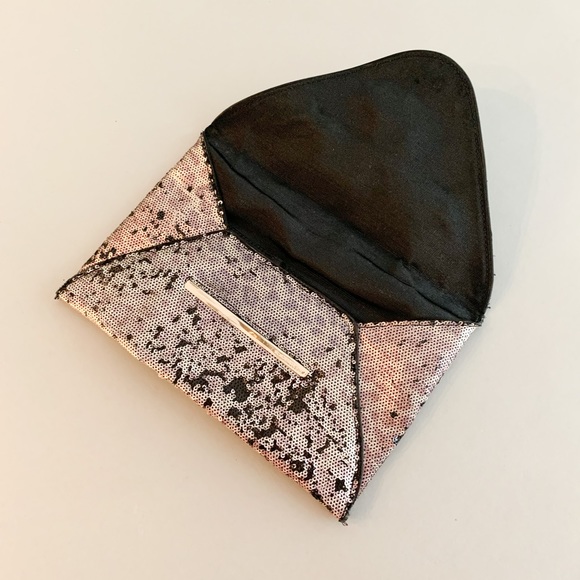 BCBGMAXAZRIA Black & Pink Sequin Clutch with Magnetic Flap Enclosure - Picture 2 of 4